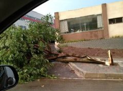 狂风暴雨突袭綦城  把空调都吹下来了