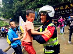 牛角蜂蛰伤小男孩 三旅游警察接力背出景区获赞