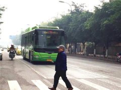 公交车礼让行人 合格驾驶员受网友称赞