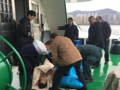 女子跳江自尽 海事艇执法人员下水救援