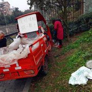 商贩将三轮开上草坪卖鱼  还摆案板宰杀