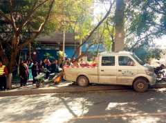 小货车当街“无人驾驶”  撞断行道树