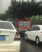货车尾部写着八个字   网友：雨中的顶级浪漫